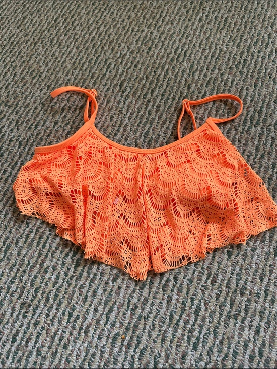 Roxy Other - Roxy Bathing Suit Top Crochet Flounce Bright Orange size M